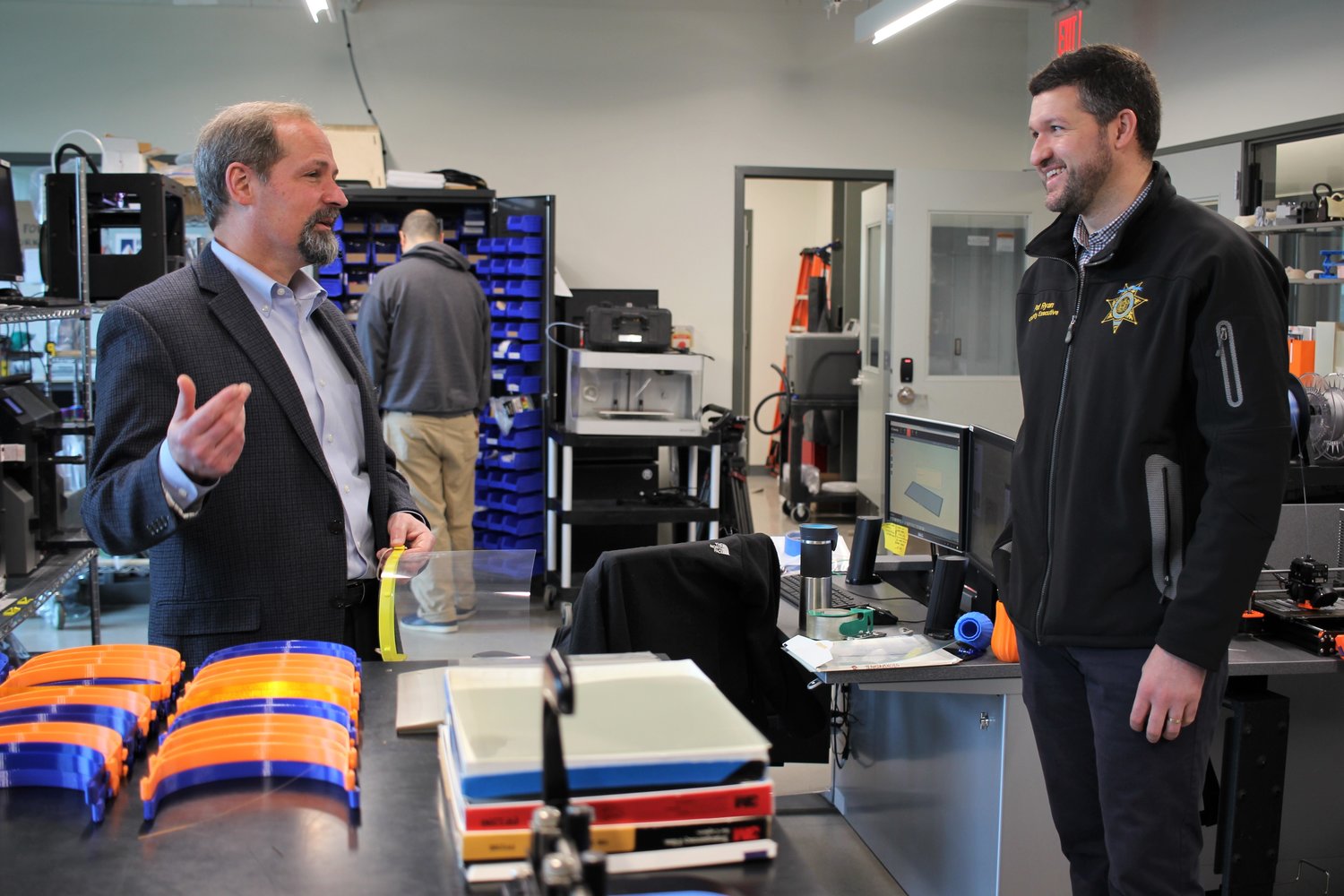 (From left to right) Director of the Hudson Valley Additive Manufacturing Center Dan Freedman and Ulster County Executive Pat Ryan.
